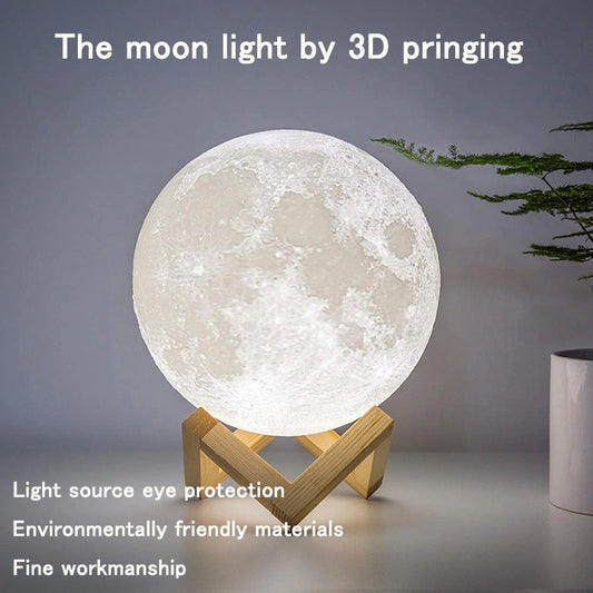 Moon Lamp 3D Print Moonlight LED Rechargeable Table Desk Lamp 12CM With Remote