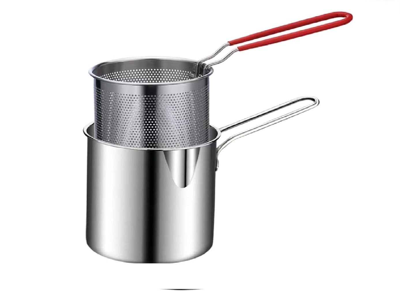 Stainless Steel Deep Fryer Pot with Strainer– 1200ML Oil Capacity