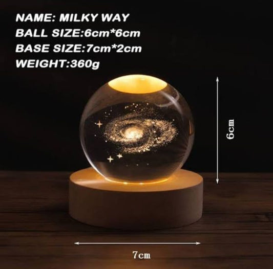 Crystal Ball Night Light Glowing Planet Galaxy Astronaut 3d Moon Table Lamp Usb (random Design)