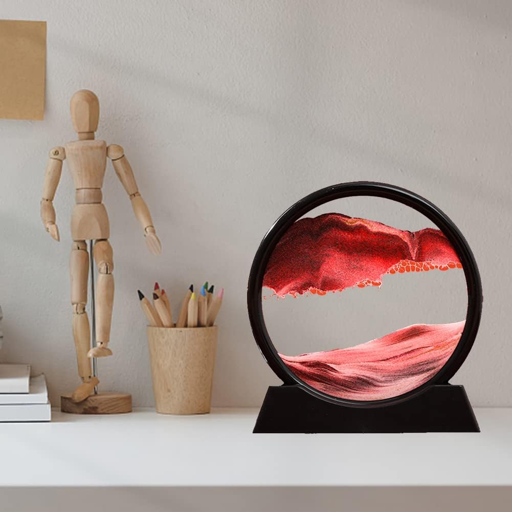 Moving Sand Art 6 Inches Sandscape Painting – Sand Clock – Hourglass Sand Timer – 3d Moving Sand Mountain With Metal Stand