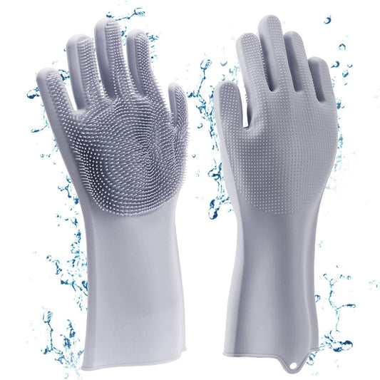 Kitchen Magic Silicone Dishwashing Gloves Cleaning Scrub Sponge Scrubbing