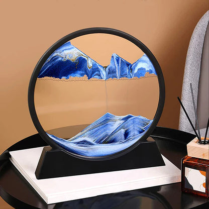 Moving Sand Art 6 Inches Sandscape Painting – Sand Clock – Hourglass Sand Timer – 3d Moving Sand Mountain With Metal Stand